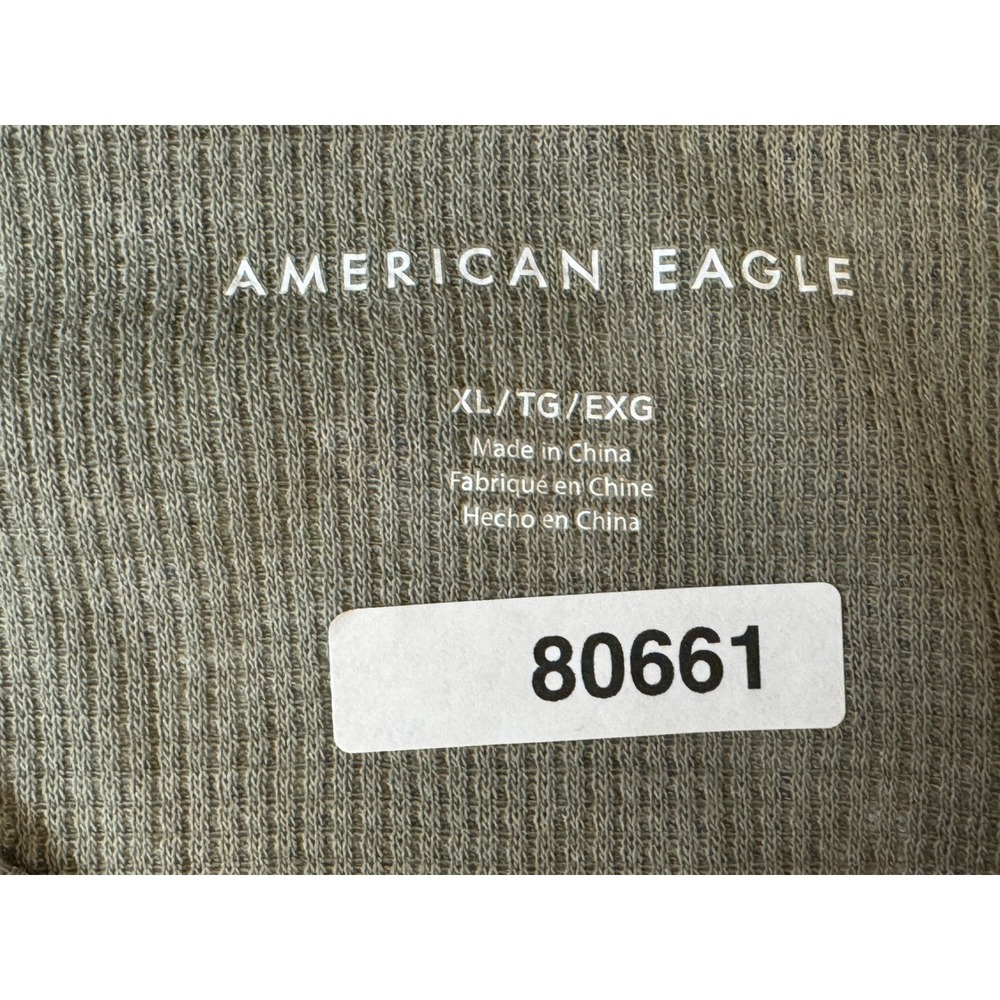 American Eagle Womens XL Floral Waffle Knit Lettuce Edge Top Sage Green 01233 - Picture 5 of 8